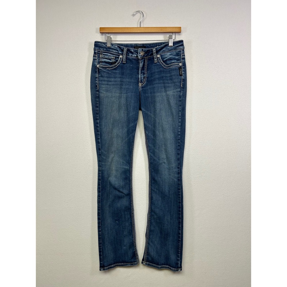 Western Y2K Silver Jeans Co Womens W30 L33 Blue Suki Slim Boot Flap Pocket Jeans